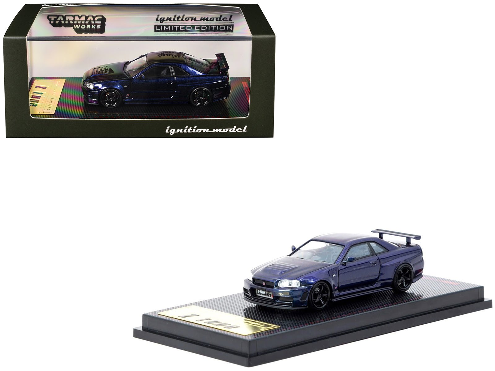 Nissan Skyline GT - R (BNR34) Z - Tune Nismo RHD (Right Hand Drive) Midnight Purple III Metallic 1/64 Diecast Model Car by Ignition Model free shipping USA - Rapid Vehicles