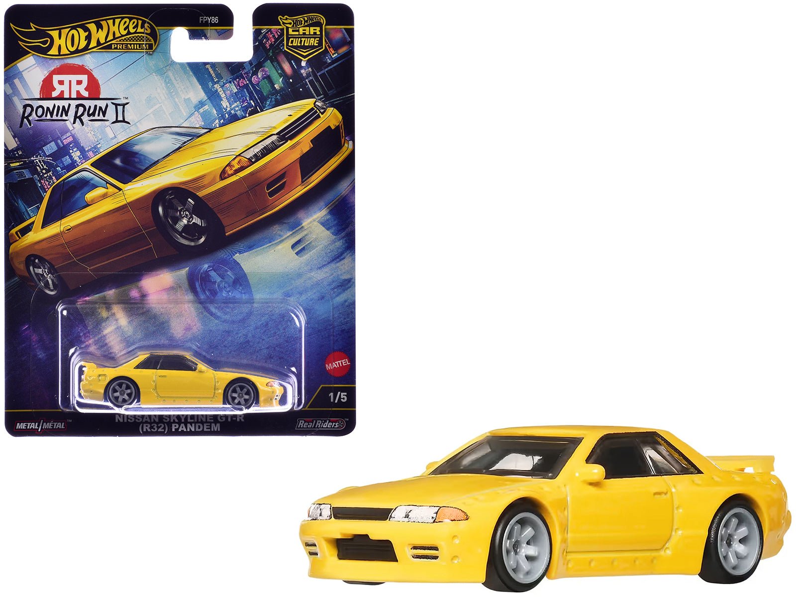 Nissan Skyline GT-R (R32) Pandem RHD (Right Hand Drive) Yellow "Ronin Run II" Series Diecast Model Car by Hot Wheels free shipping USA - Rapid Vehicles