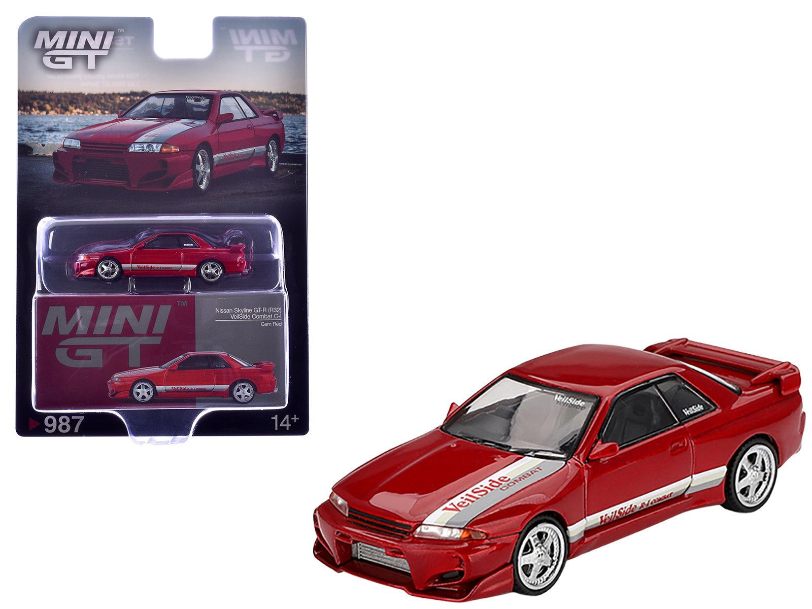 Nissan Skyline GT - R (R32) RHD (Right Hand Drive) "Veilside Combat C - I" Gem Red Metallic Limited Edition 1/64 Diecast Model Car by Mini GT free shipping USA - Rapid Vehicles