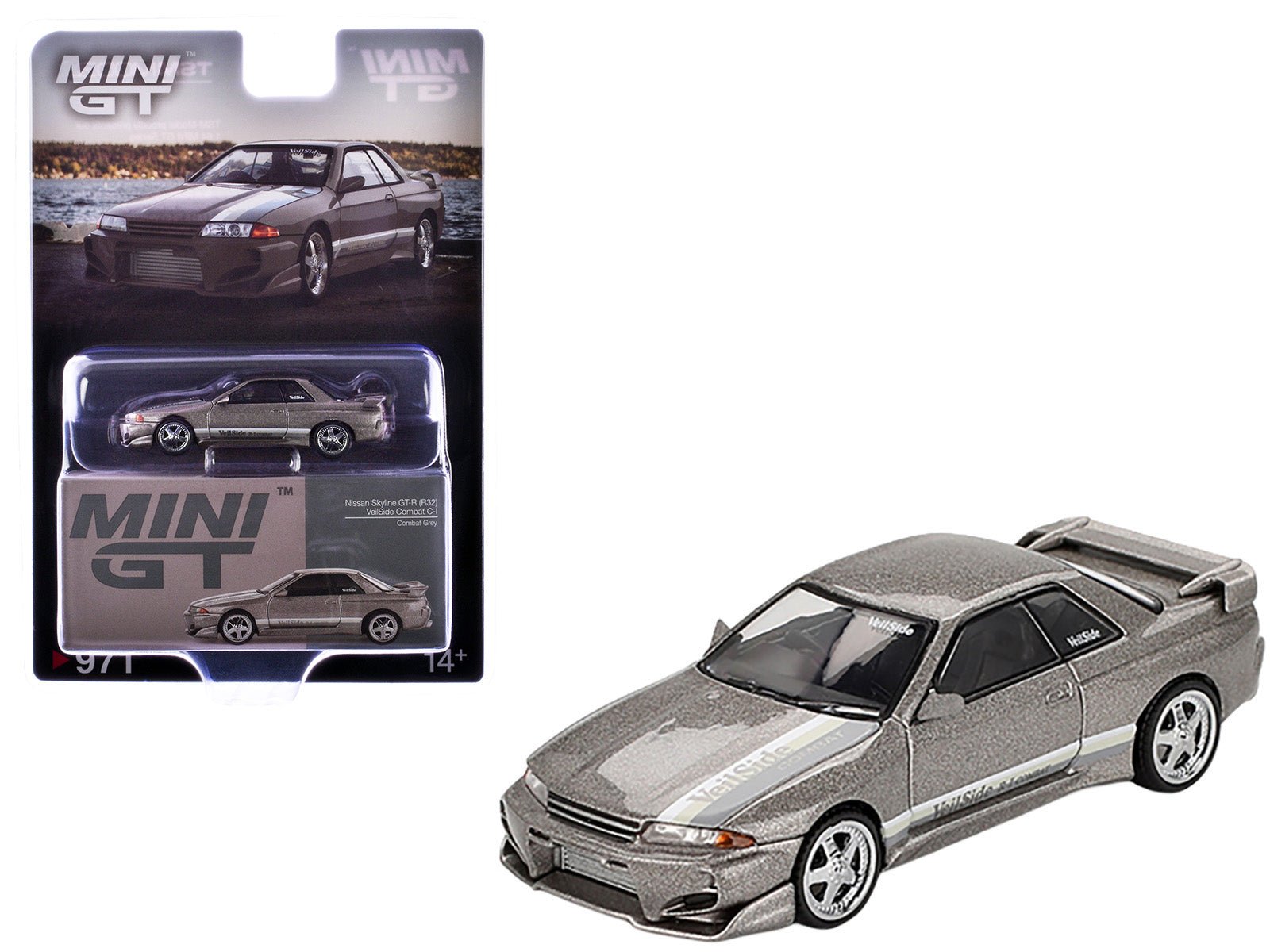 Nissan Skyline GT - R (R32) RHD (Right Hand Drive) "Veilside Combat C - I" Gray Metallic Limited Edition 1/64 Diecast Model Car by Mini GT free shipping USA - Rapid Vehicles