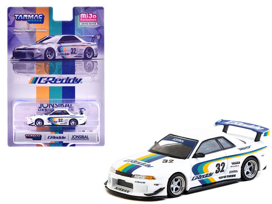 Nissan Skyline GT-R (R32) Widebody RHD (Right Hand Drive) 32 "Greddy - Jonsibal Designworks" White with Stripes "Global64" Series 1/64 Diecast Model by Tarmac Works free shipping USA - Rapid Vehicles