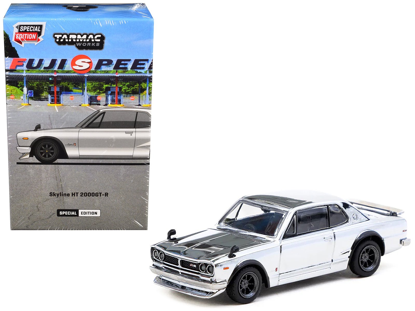 Nissan Skyline HT 2000GT - R RHD (Right Hand Drive) Silver Chrome "Japan Special Edition" "Global64" Series 1/64 Diecast Model Car by Tarmac Works free shipping USA - Rapid Vehicles