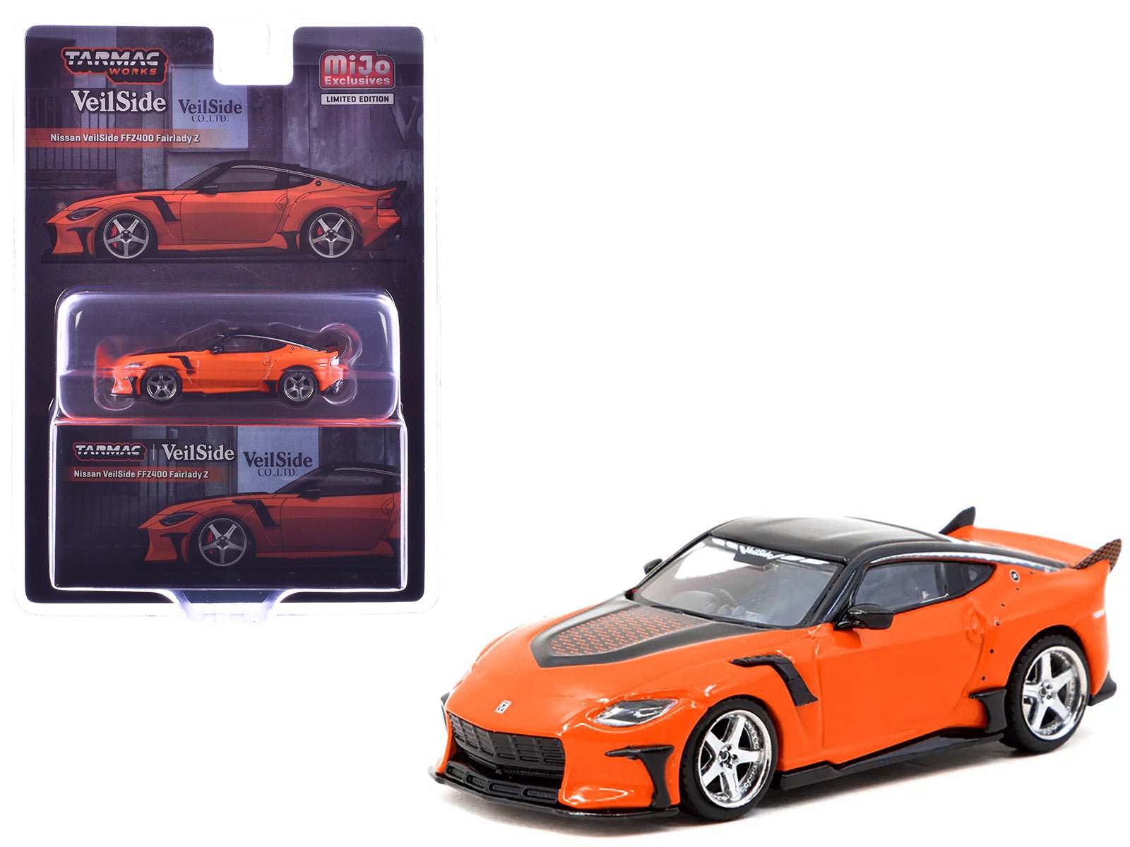 Nissan VeilSide FFZ400 Fairlady Z RHD (Right Hand Drive) Orange with Black Top "Global64" Series 1/64 Diecast Model by Tarmac Works free shipping USA - Rapid Vehicles