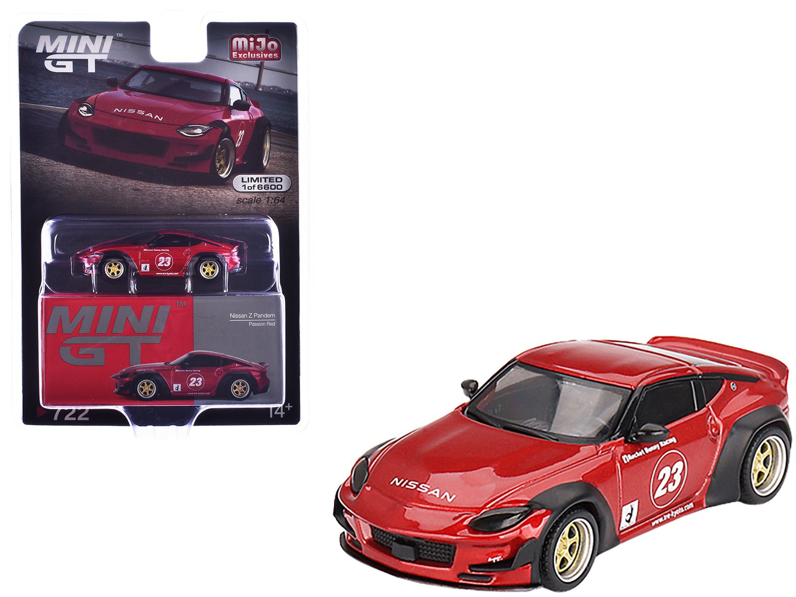 Nissan Z "Pandem" 23 Passion Red Metallic Limited Edition to 6600 pieces Worldwide 1/64 Diecast Model Car by Mini GT free shipping USA - Rapid Vehicles
