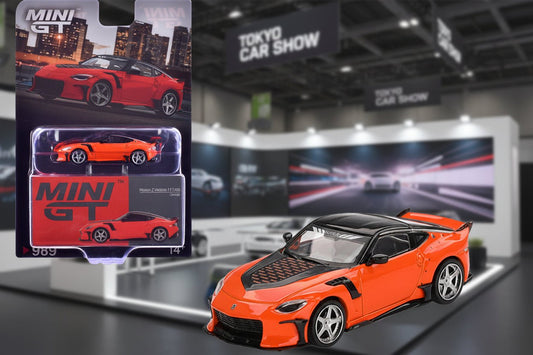 Nissan Z VeilSide FFZ400 Orange with Black Top Limited Edition 1/64 Diecast Model Car by Mini GT free shipping USA - Rapid Vehicles