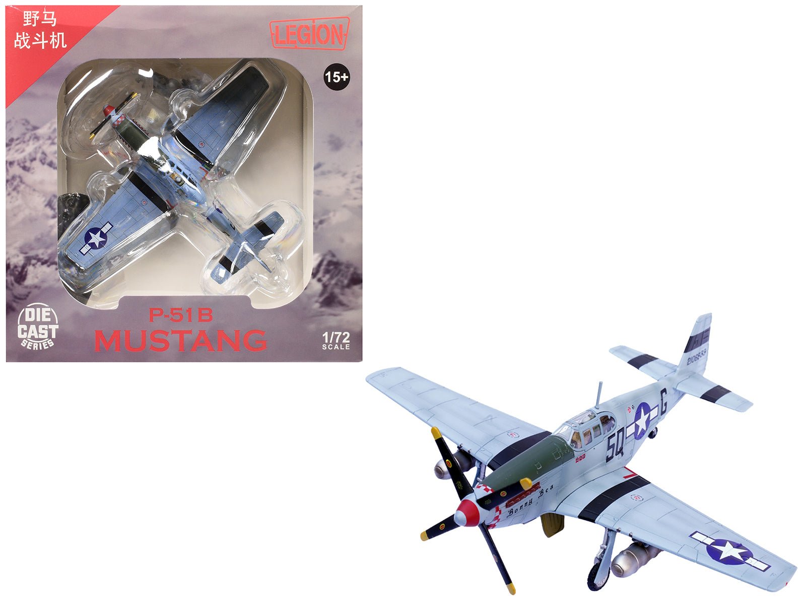 North American P - 51B Mustang Aircraft "Bonny Bea 504th Fighter Squadron 339th Fighter Group" (1944) United States Army Air Forces 1/72 Diecast Model Airplane by Legion free shipping USA - Rapid Vehicles