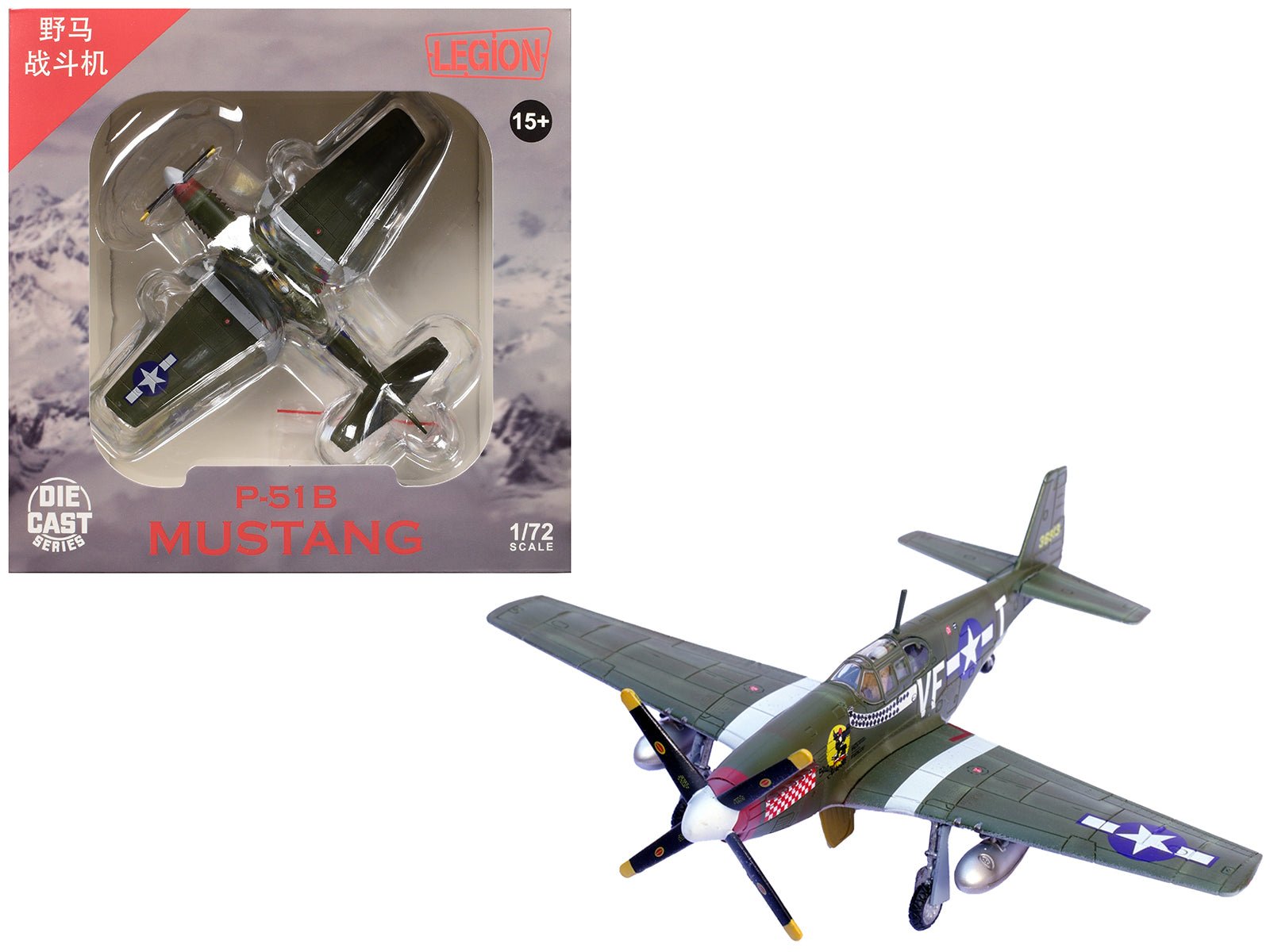 North American P - 51B Mustang Aircraft "Shangri - La 336th Fighter Squadron 4th Fighter Group" (1944) United States Army Air Forces 1/72 Diecast Model Airplane by Legion free shipping USA - Rapid Vehicles