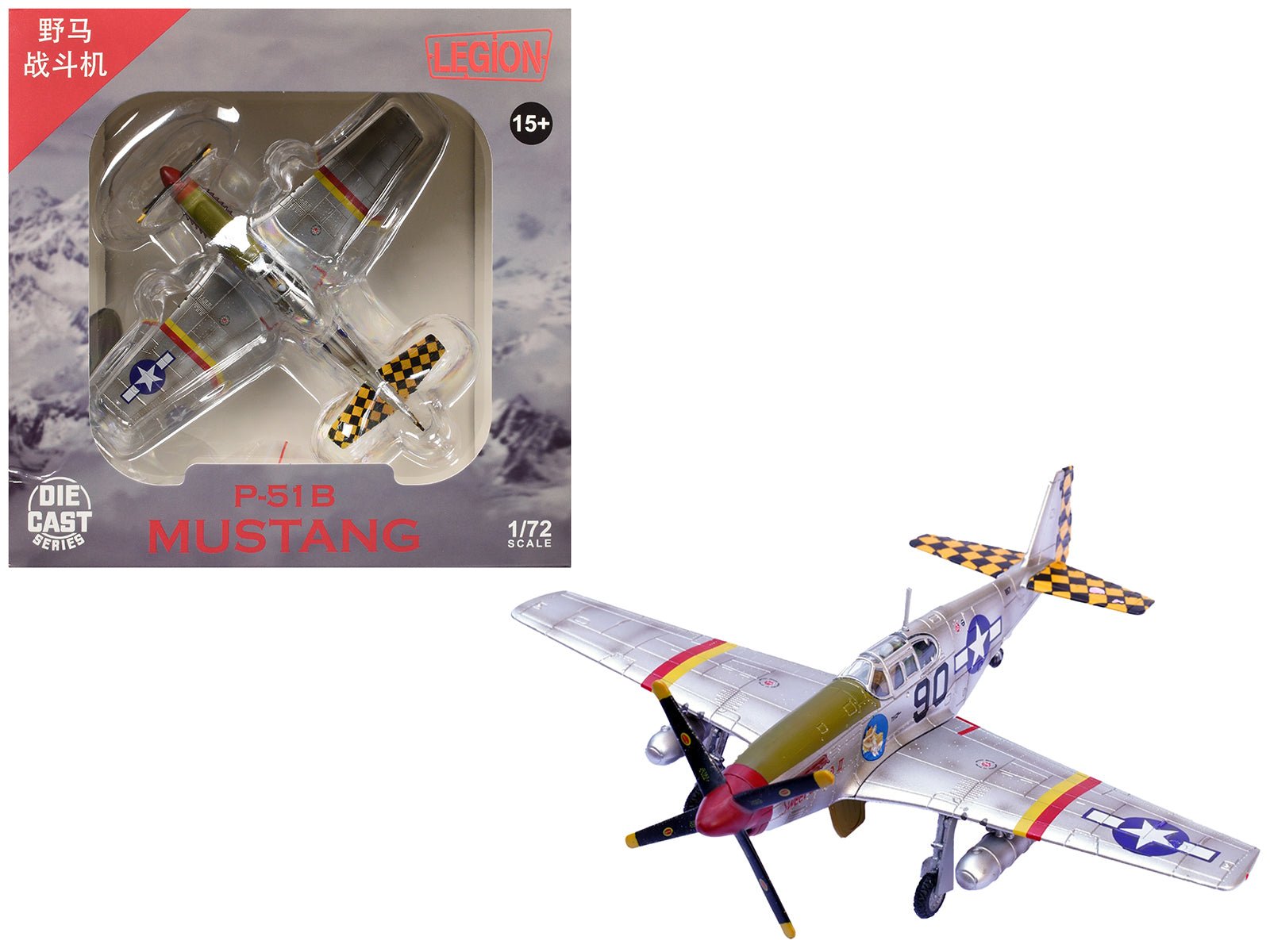 North American P - 51B Mustang Aircraft "Sweet Clara II 319th Fighter Squadron 325th Fighter Group" (1944) United States Army Air Forces 1/72 Diecast Model Airplane by Legion free shipping USA - Rapid Vehicles