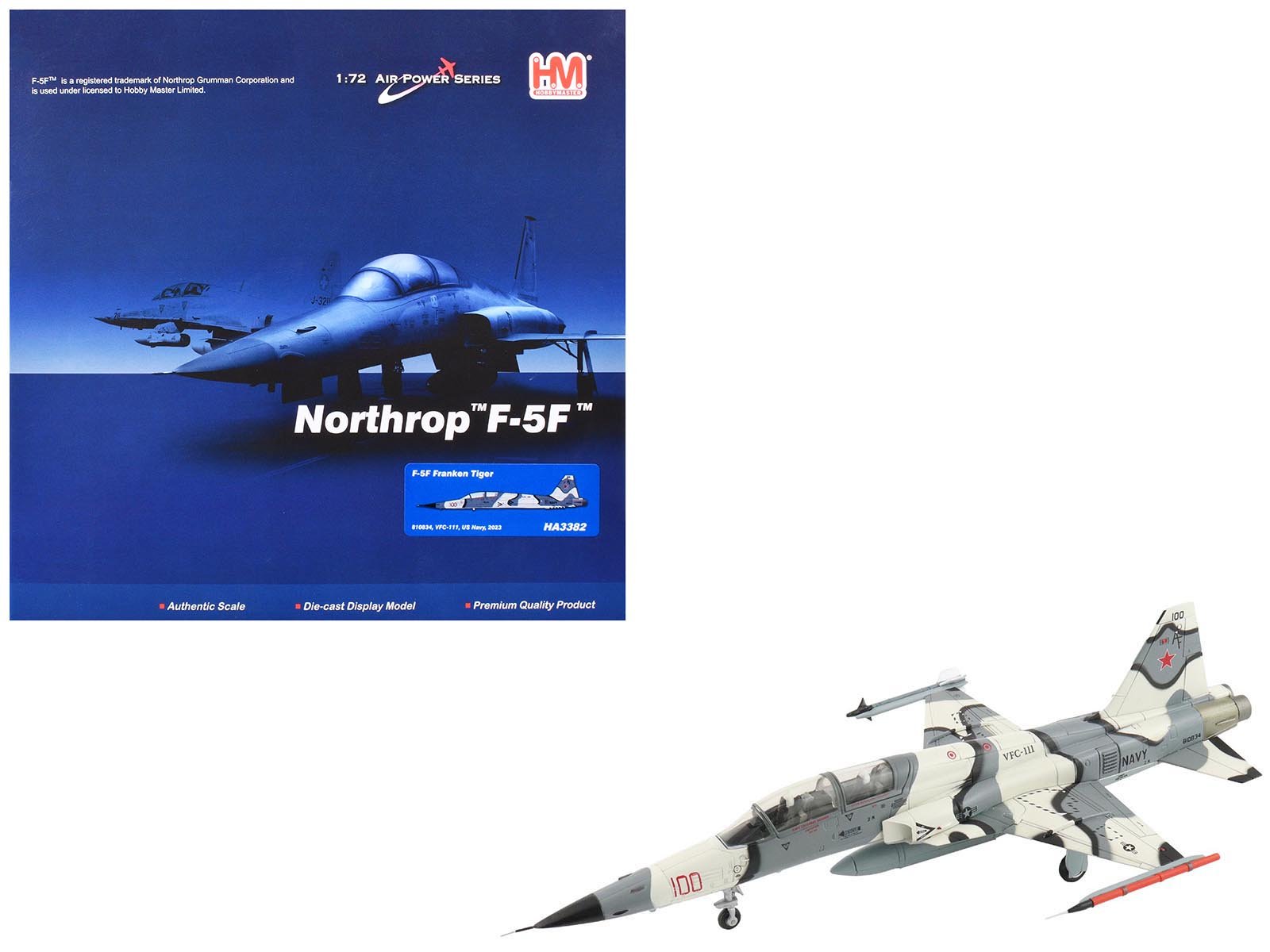 Northrop F-5F Tiger II Aircraft "810834 Franken Tiger VFC-111 Sundowners" (2023) United States Navy "Air Power Series" 1/72 Diecast Model by Hobby Master free shipping USA - Rapid Vehicles