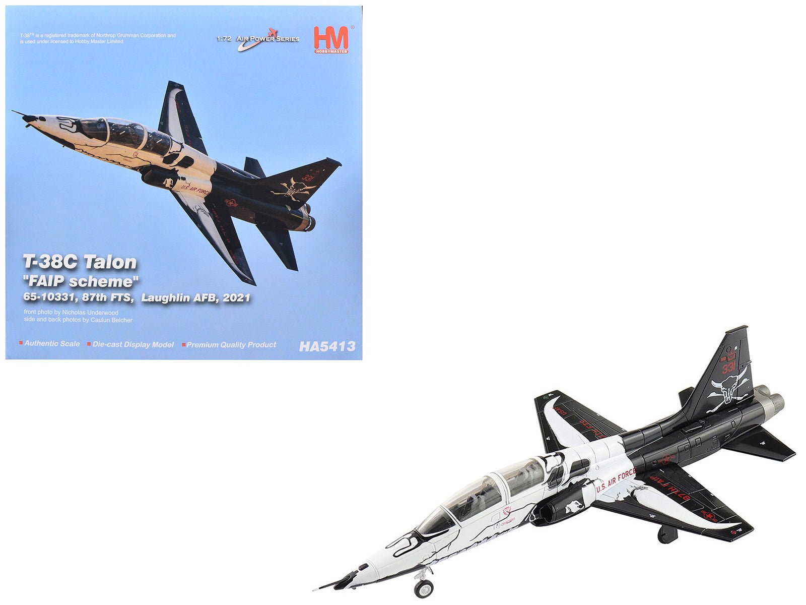 Northrop T - 38C Talon Aircraft "65 - 10331 FAIP Scheme 87th FTS Laughlin AFB" (2021) United States Air Force "Air Power Series" 1/72 Diecast Model by Hobby Master free shipping USA - Rapid Vehicles