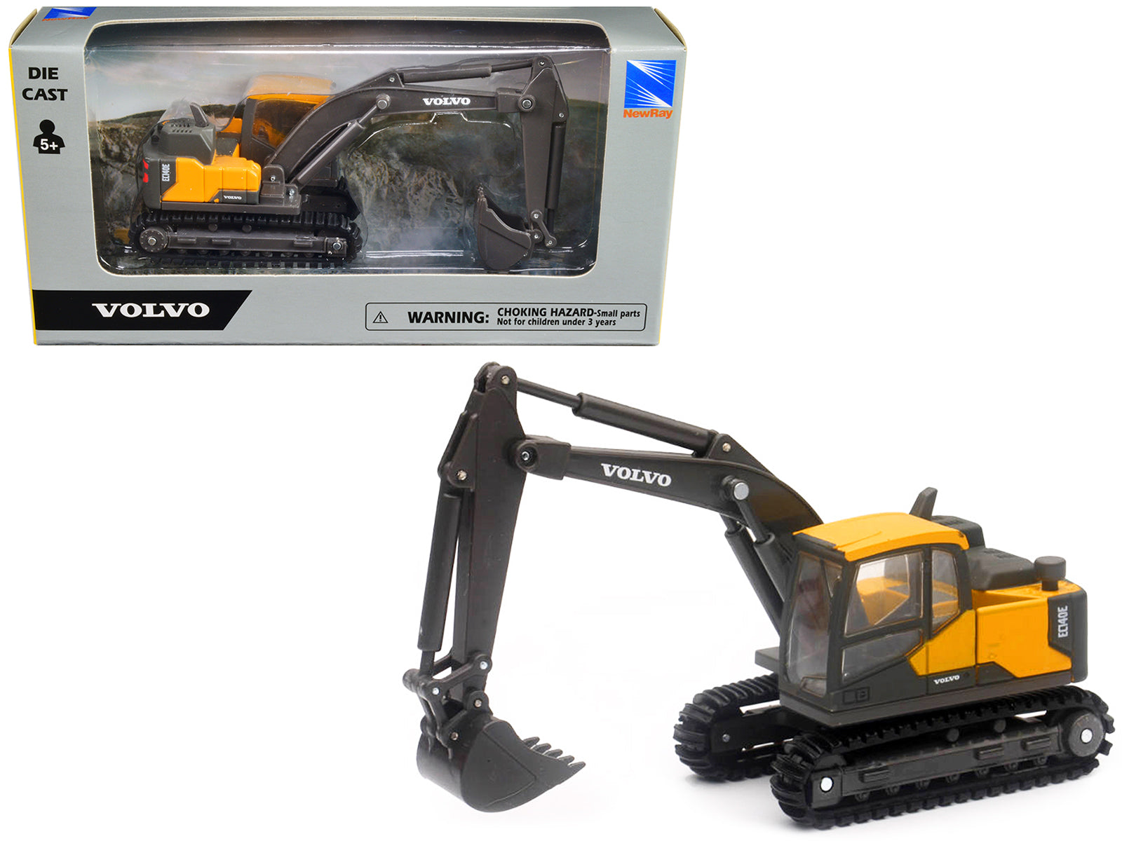 Volvo EC140E Track-Type Excavator Yellow Diecast Model by New Ray free shipping USA