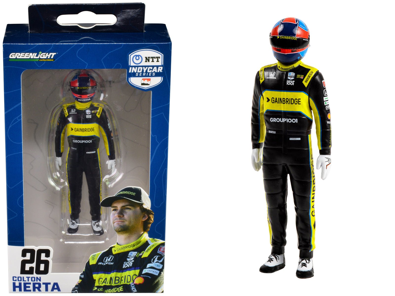 "NTT IndyCar Series" 26 Colton Herta Driver Figure "Gainbridge - Andretti Autosport" for 1/18 Scale Models by Greenlight free shipping USA - Rapid Vehicles