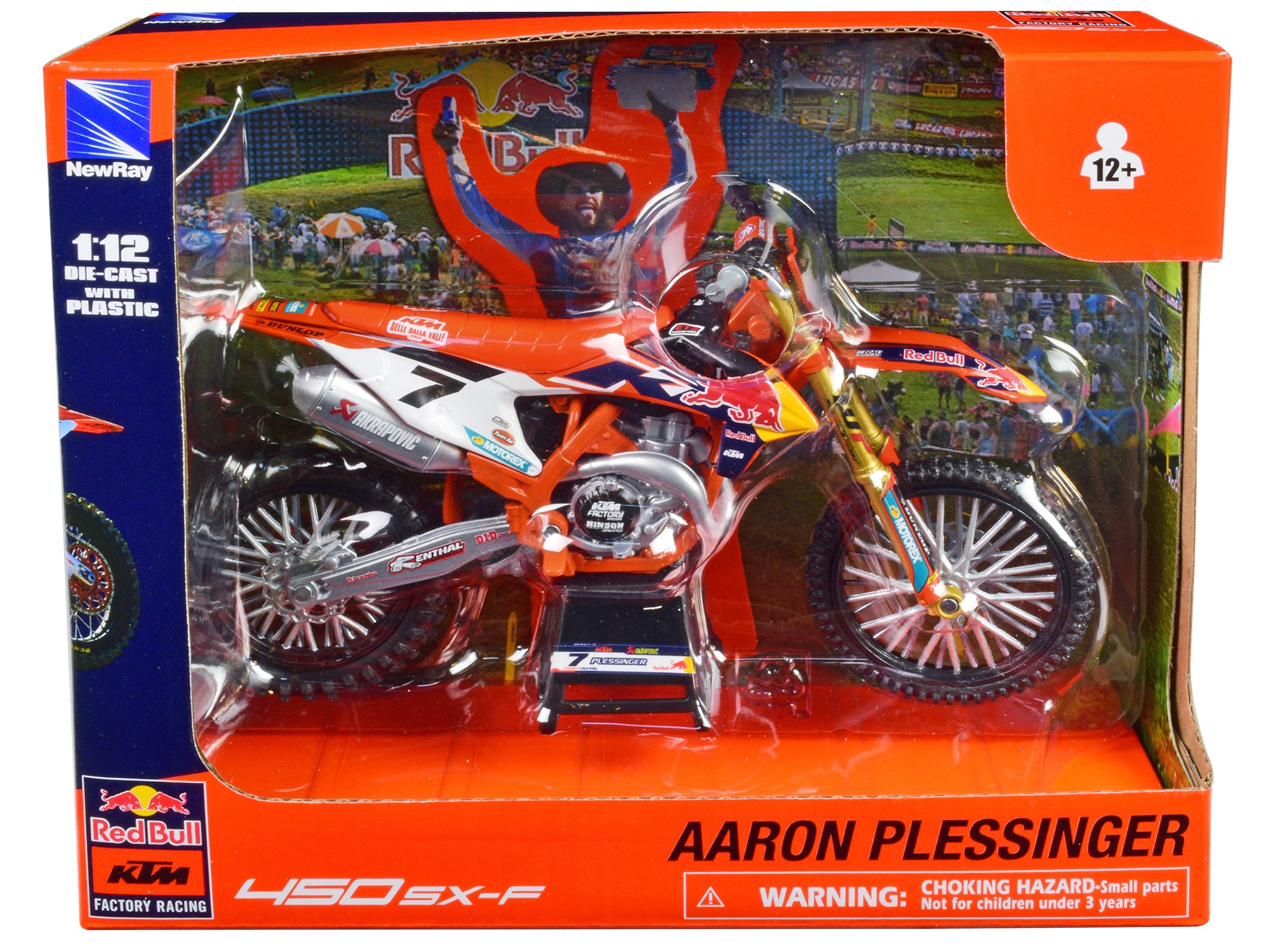 KTM 450 SX-F Motorcycle #7 Aaron Plessinger "Red Bull KTM Factory Racing" 1/12 Diecast Model by New Ray free shipping USA