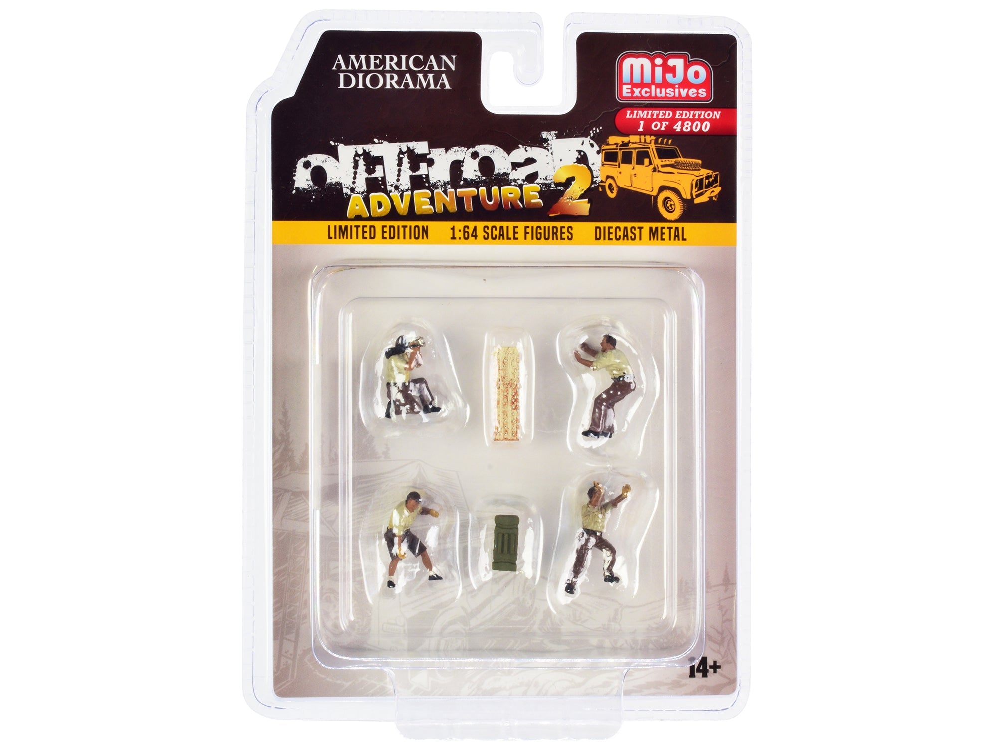 "Off-Road Adventure 2" 6 piece Diecast Set (4 Male Figurines and 2 Accessories) Limited Edition to 4800 pieces Worldwide for 1/64 Scale Models by American Diorama free shipping USA - Rapid Vehicles