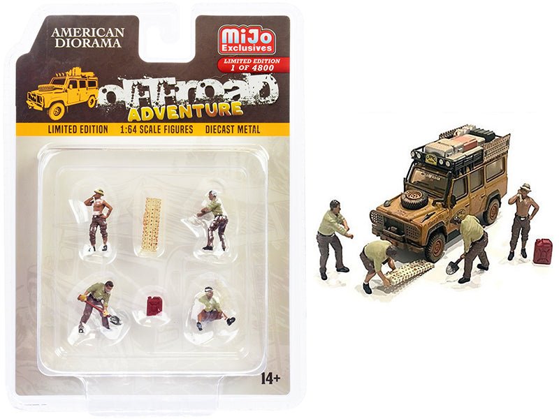 "Off-Road Adventure" 6 piece Diecast Set (4 Male Figurines and 2 Accessories) Limited Edition to 4800 pieces Worldwide for 1/64 Scale Models by American Diorama free shipping USA - Rapid Vehicles