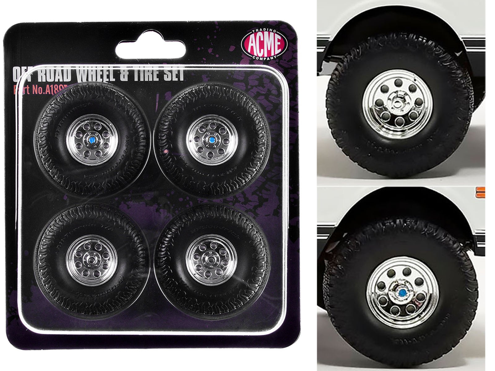 "Offroad" 35" Mag Wheel and Tire Set of 4 pieces from 1971 Chevrolet K5 Blazer for 1/18 Scale Models by ACME free shipping USA - Rapid Vehicles