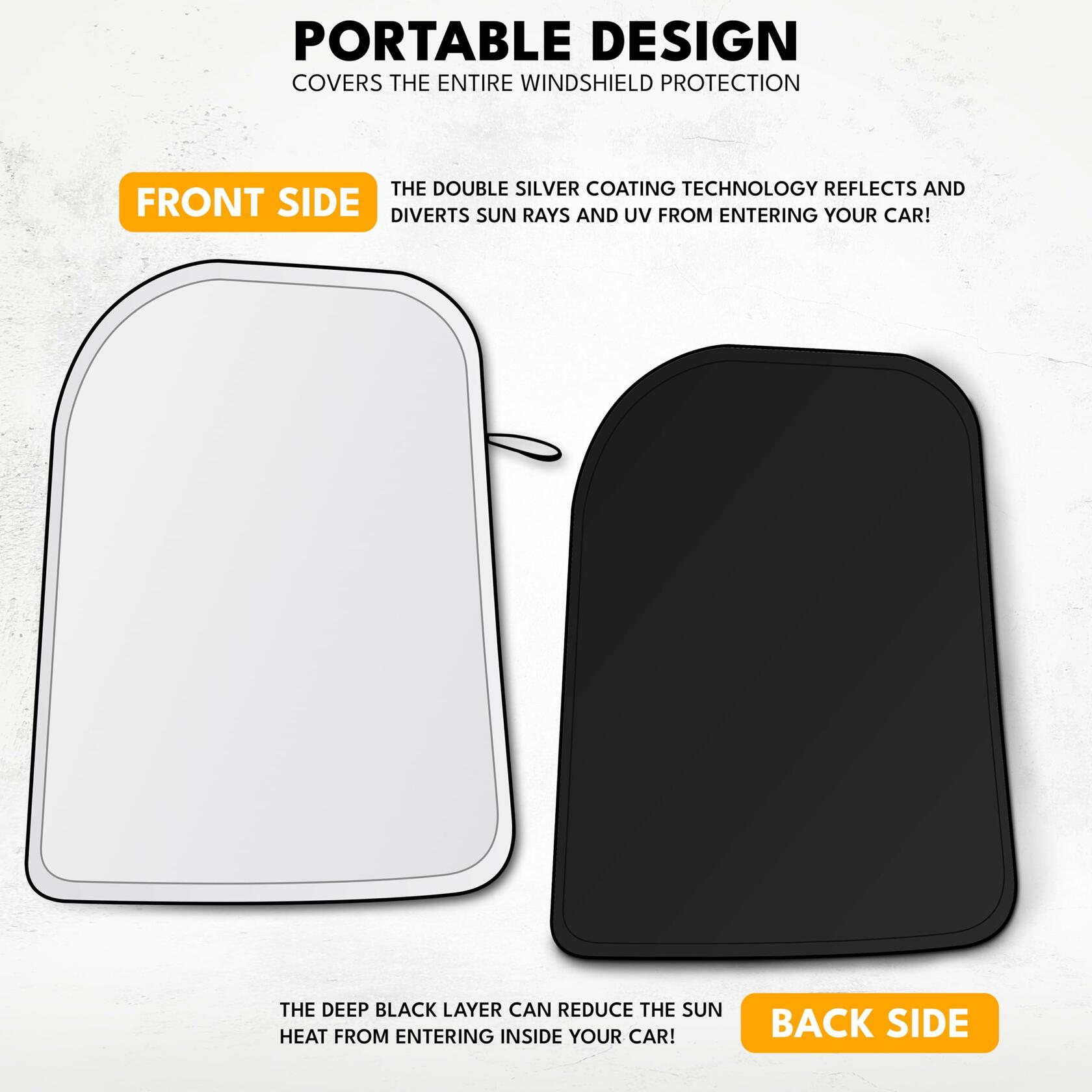 EcoNour Tesla Model 3/Y Windshield Sun Shade Foldable Silver UV Protection