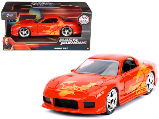 Orange Julius' Mazda RX-7 Orange Metallic with Graphics "Fast & Furious" Series 1/32 Diecast Model Car by Jada free shipping USA - Rapid Vehicles