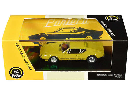 1972 De Tomaso Pantera Yellow 1/64 Diecast Model Car by Paragon Models