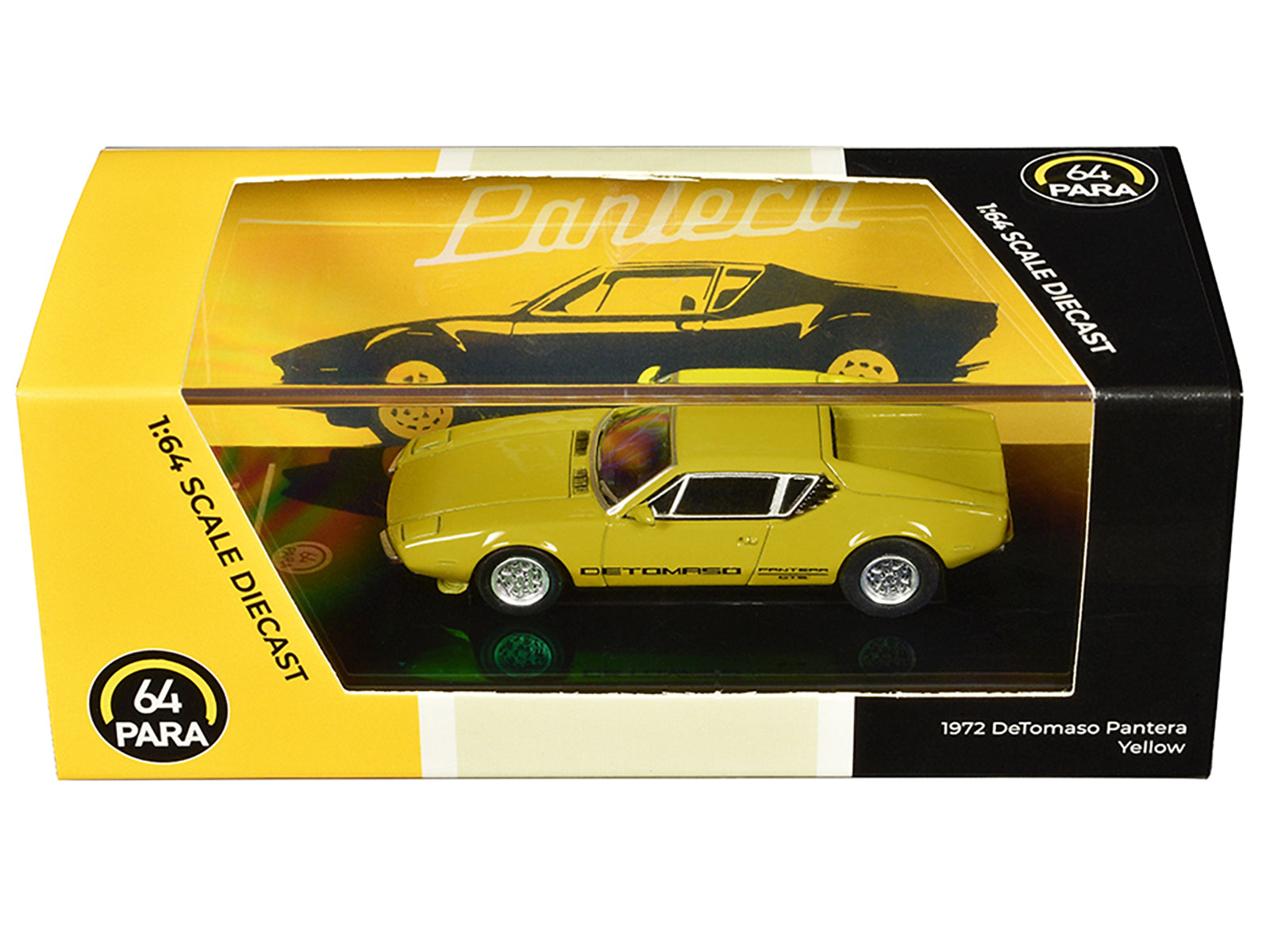 1972 De Tomaso Pantera Yellow 1/64 Diecast Model Car by Paragon Models free shipping USA