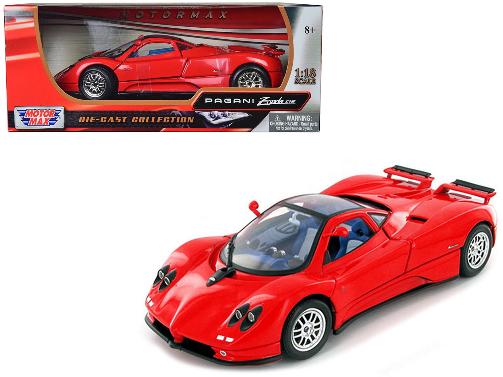 Pagani Zonda C12 Red 1/18 Diecast Model Car by Motormax free shipping USA - Rapid Vehicles