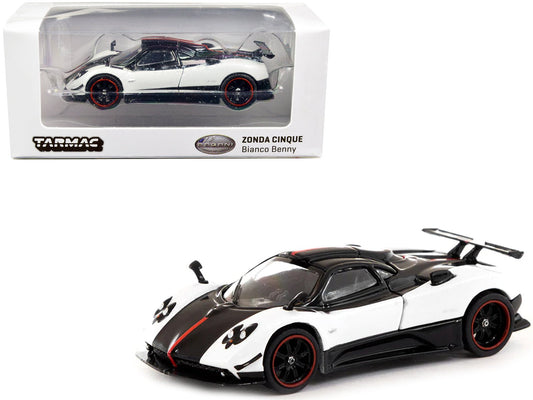 Pagani Zonda Cinque Bianco Benny White and Black "Global64" Series 1/64 Diecast Model Car by Tarmac Works free shipping USA - Rapid Vehicles