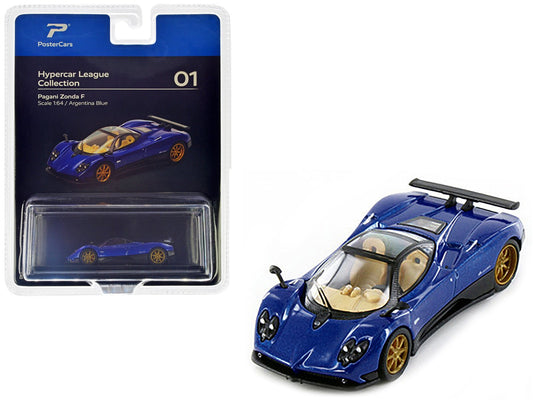 Pagani Zonda F Argentina Blue Metallic "Hypercar League Collection" 1/64 Diecast Model Car by PosterCars free shipping USA - Rapid Vehicles