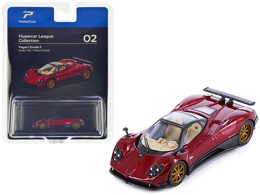 Pagani Zonda F Rosso Dubai Red Metallic "Hypercar League Collection" 1/64 Diecast Model Car by PosterCars free shipping USA - Rapid Vehicles