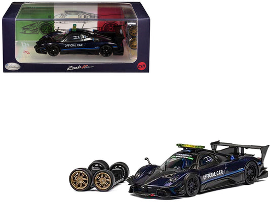 Pagani Zonda Revolucion "Official Car" Dark Blue and Carbon with Extra Wheels 1/64 Diecast Model Car by CM Model free shipping USA - Rapid Vehicles