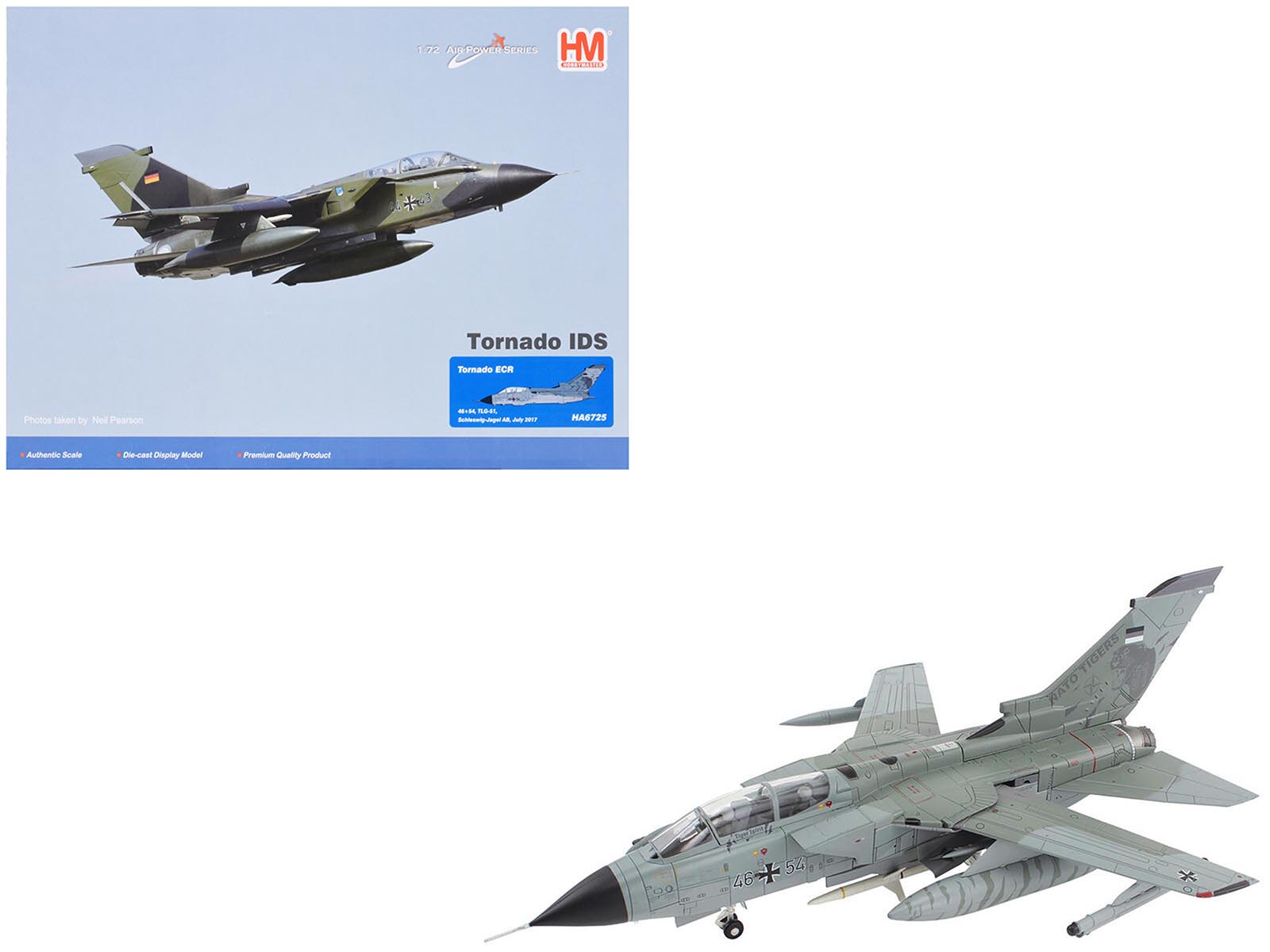Panavia Tornado ECR Fighter - Bomber Aircraft "46+54 Tactical Air Wing 51 Schleswig - Jagel Air Base Germany" (2017) German Luftwaffe "Air Power Series" 1/72 Diecast Model by Hobby Master free shipping USA - Rapid Vehicles