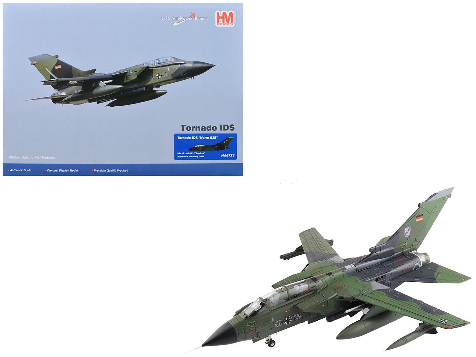 Panavia Tornado IDS Fighter - Bomber Aircraft "Norm 83B 45+95 JaBoG 31 'Boelcke' Norvenich Germany" (2008) German Luftwaffe "Air Power Series" 1/72 Diecast Model by Hobby Master free shipping USA - Rapid Vehicles