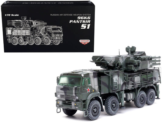 Pantsir S1 96K6 Self - Propelled Air Defense Weapon System Tri - Color Camouflage "Russia's Armed Forces" "Armor Premium" Series 1/72 Diecast Model by Panzerkampf free shipping USA - Rapid Vehicles