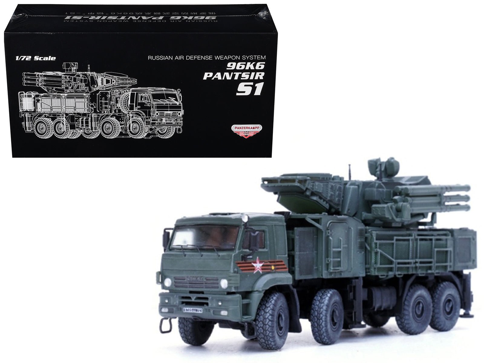 Pantsir S1 96K6 Self - Propelled Air Defense Weapon System "Victory Day Parade" Russian Army "Armor Premium" Series 1/72 Diecast Model by Panzerkampf free shipping USA - Rapid Vehicles