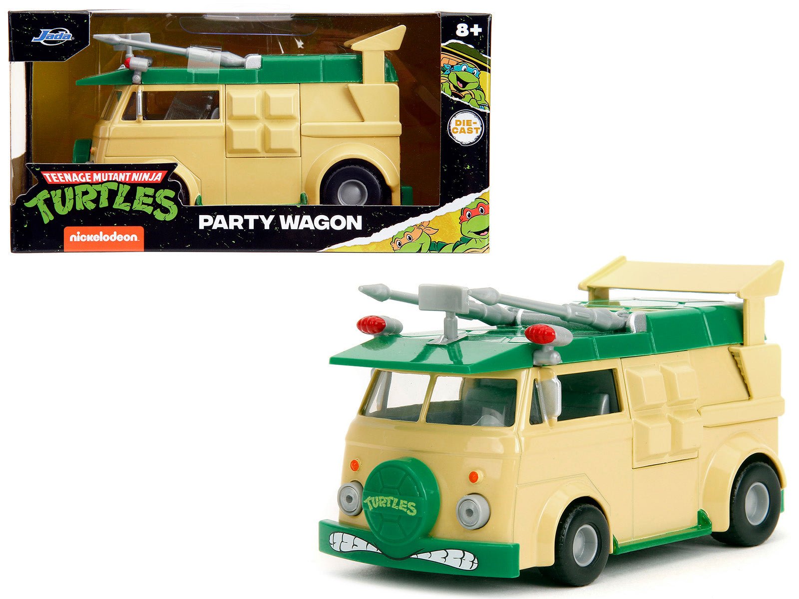 Party Wagon Green and Beige "Teenage Mutant Ninja Turtles" "Hollywood Rides" Series Diecast Model Car by Jada free shipping USA - Rapid Vehicles