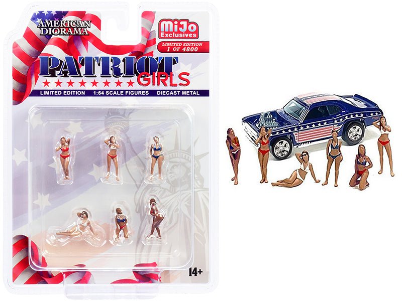 "Patriot Girls" 6 piece Diecast Figurines Set Limited Edition to 4800 pieces Worldwide for 1/64 Scale Models by American Diorama free shipping USA - Rapid Vehicles
