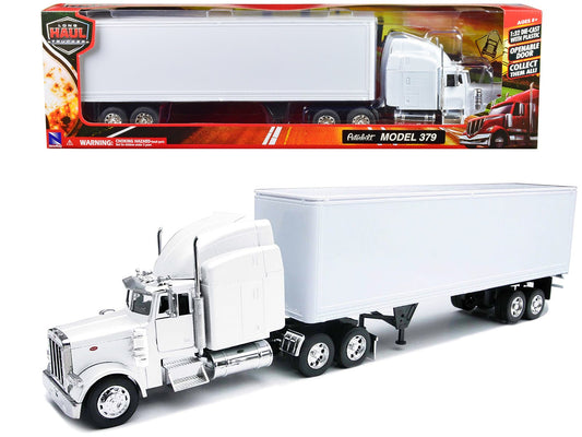 Peterbilt 379 Truck with Dry Goods Trailer White "Long Haul Trucker" Series 1/32 Diecast Model by New Ray free shipping USA - Rapid Vehicles