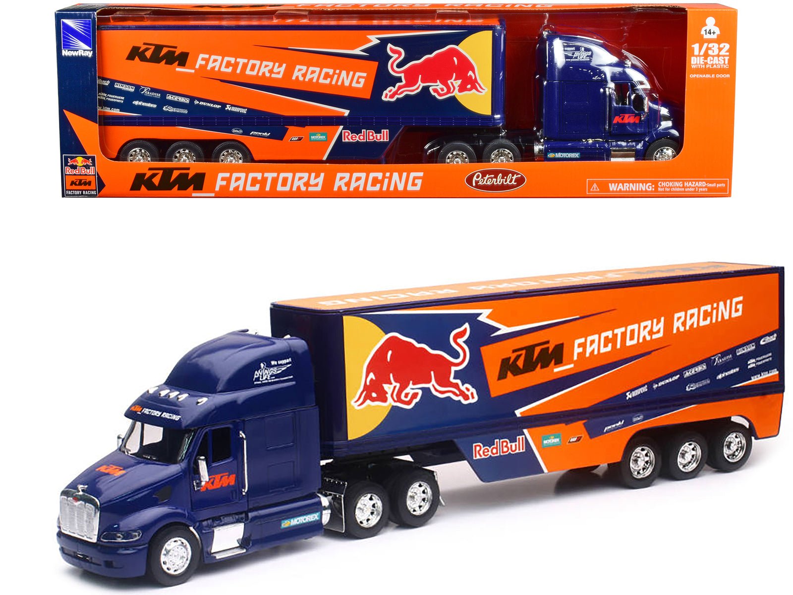 Peterbilt 387 Truck Dark Blue "Red Bull - KTM Factory Racing" 1/32 Diecast Model by New Ray free shipping USA - Rapid Vehicles