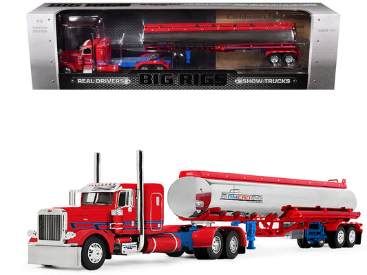 Peterbilt 389 with 36" Flat Top Sleeper and Heil Fuel Tank Trailer "Sancken Custom Truck by Amcan" Red "Big Rigs" Series II 3 1/64 Diecast Model by DCP/First Gear free shipping USA - Rapid Vehicles