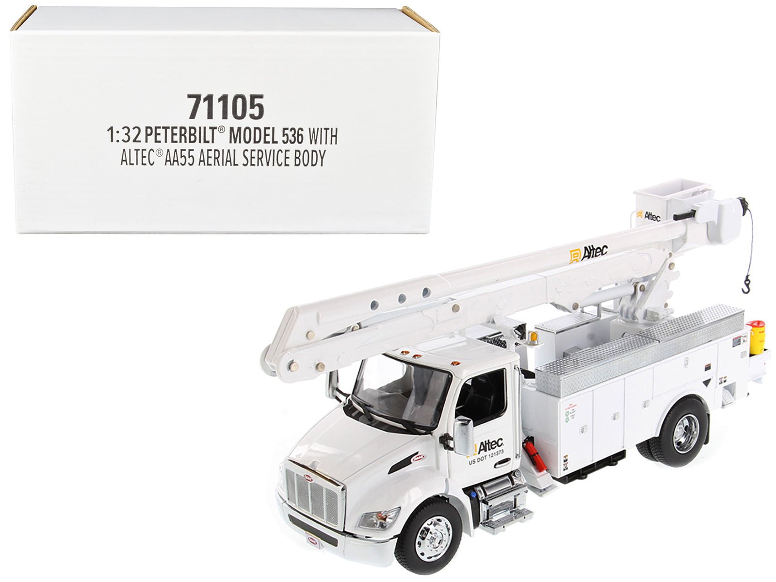 Peterbilt 536 Truck with Altec AA55 Aerial Service Body White "Transport Series" 1/32 Diecast Model by Diecast Masters free shipping USA - Rapid Vehicles