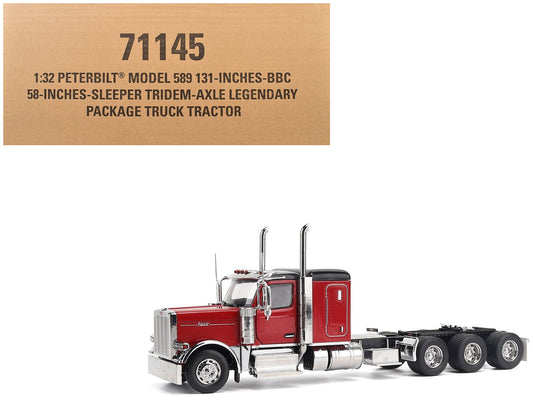 Peterbilt 589 Tridem - Axle Legendary Package Truck Tractor with 58" Sleeper Legendary Red "Transport Series" 1/32 Diecast Model by Diecast Masters free shipping USA - Rapid Vehicles