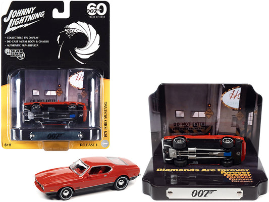 1971 Ford Mustang Mach 1 Red with Collectible Tin Display "007" - Premium  from Rapidvehicles - Just $49.99! Shop now at Rapidvehicles