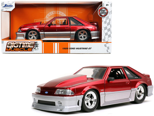 1989 Ford Mustang GT 5.0 Candy Red and Silver "Bigtime Muscle" - Premium  from Rapidvehicles - Just $55.99! Shop now at Rapidvehicles