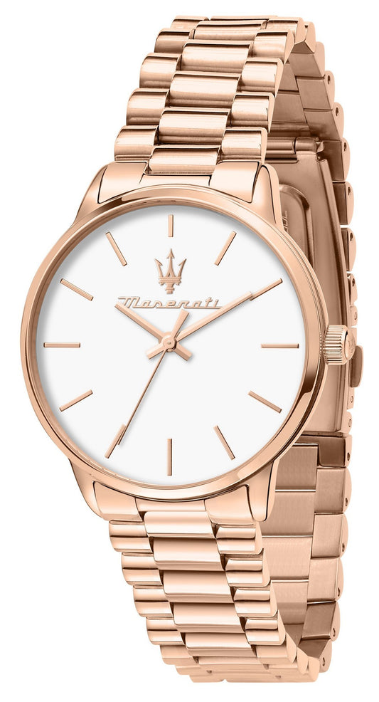 Maserati Royale Rose Gold Tone Stainless Steel White Dial Quartz