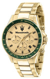 Maserati Sfida Chronograph Gold Tone Dial Quartz R8873640005 100M Men's Watch - Premium  from Rapidvehicles - Just $369.99! Shop now at Rapidvehicles