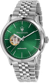 Maserati Epoca Stainless Steel Open Heart Green Dial Automatic R8823118010 100M Men's Watch - Premium  from Rapidvehicles - Just $551.99! Shop now at Rapidvehicles