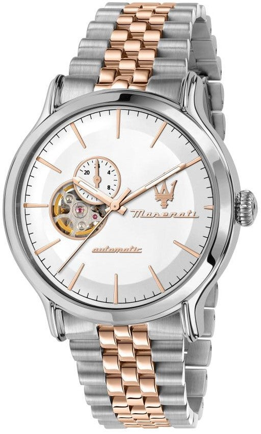 Maserati Epoca Two Tone Stainless Steel Open Heart White Dial Automatic R8823118008 100M Men's Watch - Premium  from Rapidvehicles - Just $480.99! Shop now at Rapidvehicles