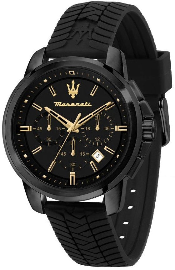 Maserati Successo Chronograph Silicone Strap Black Dial Quartz R8871621011 Men's Watch - Premium  from Rapidvehicles - Just $276.99! Shop now at Rapidvehicles