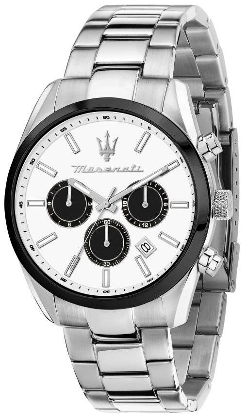 Maserati Attrazione Chronograph Stainless Steel White Dial Quartz R8853151004 Men's Watch - Premium  from Rapidvehicles - Just $282.99! Shop now at Rapidvehicles