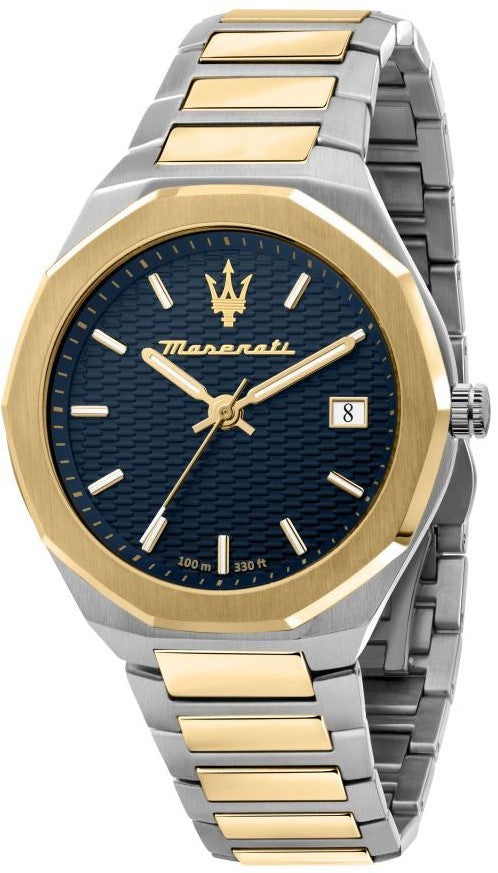 Maserati Stile Two Tone Stainless Steel Blue Dial Quartz R8853142007 100M Men's Watch - Premium  from Rapidvehicles - Just $323.99! Shop now at Rapidvehicles