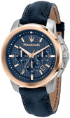 Maserati Successo Chronograph Leather Strap Blue Dial Quartz R8871621015 Men's Watch - Premium  from Rapidvehicles - Just $262.99! Shop now at Rapidvehicles